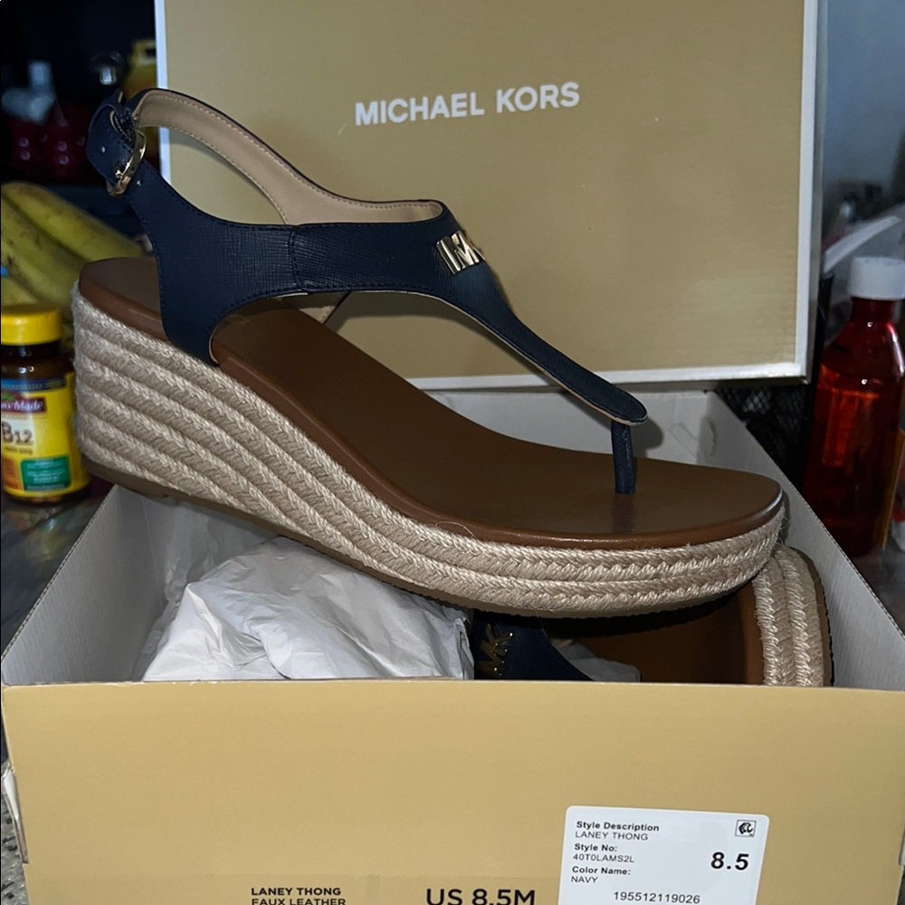 Michael Kors Dark Blue Wedge Sandals